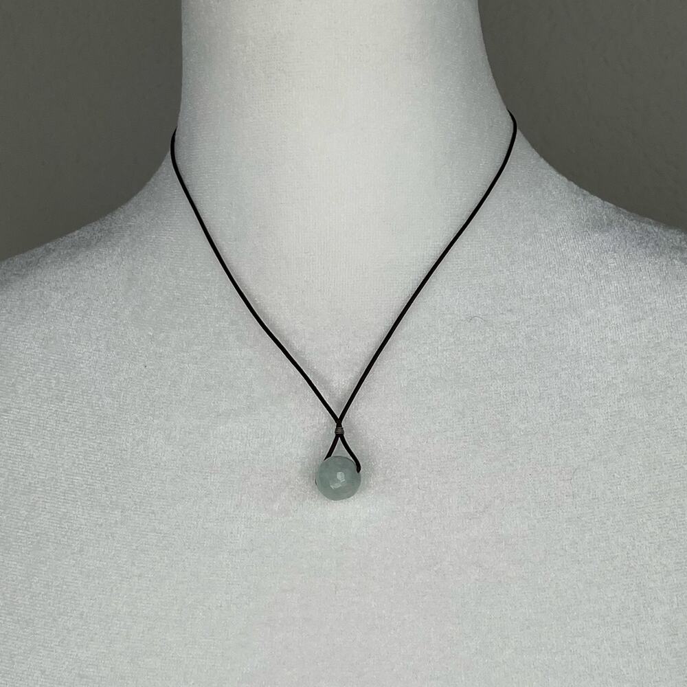 Peyote Bird Free Spirit Necklace Waxed Brown Cord with Single Ice Blue Bead NWT